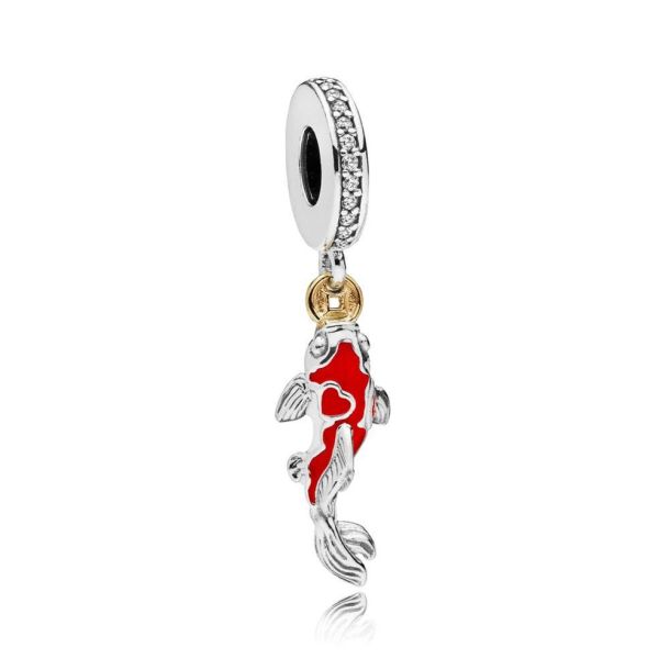 Pandora Good Fortune Carp Fish Dangle Charm Clear Cubic Zirconia Mixed Enamel