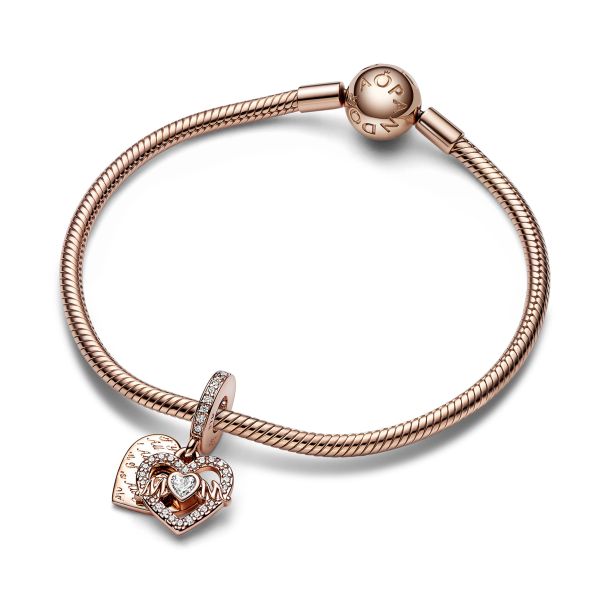 Pandora Heart Mum Dangle Charm Rose Gold Plated REEDS Jewelers