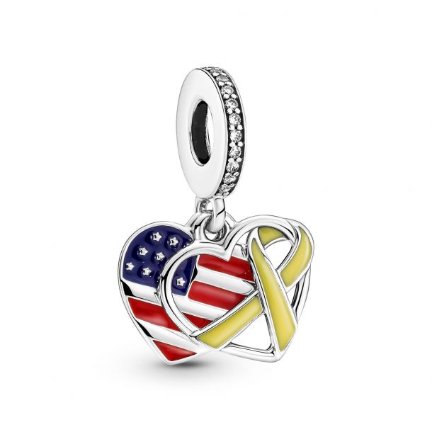 grundigt Betydning protektor Pandora Heart, Flag & Remembrance Ribbon Double Dangle Charm | REEDS  Jewelers