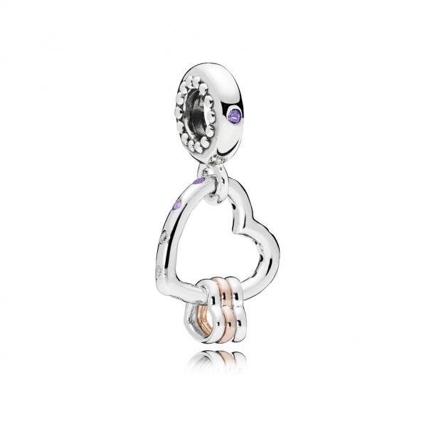 Pandora Heart Highlights Dangle Charm, Lilac and Royal Purple Crystals,  Clear Cubic Zirconia