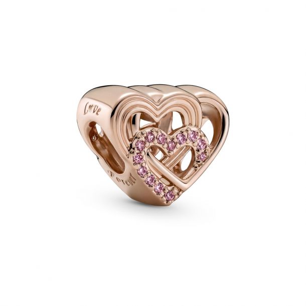 Pandora rose gold double heart charm hotsell