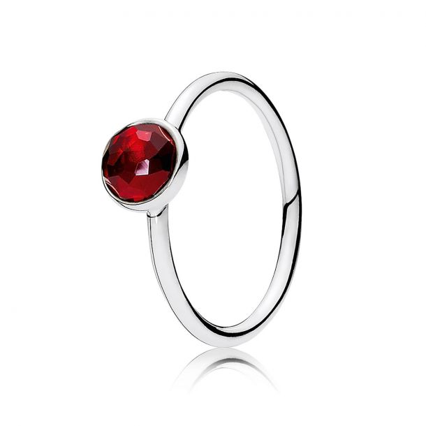 Pandora July Droplet Ring Synthetic Ruby