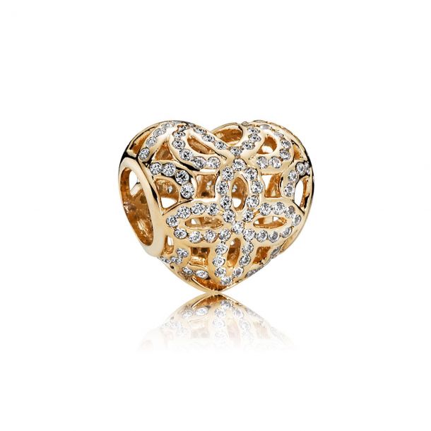 Pandora Gold Love Appreciation Charm Clear Cubic Zirconia REEDS Jewelers