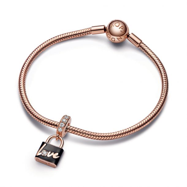 Pandora Love Padlock Dangle Charm Rose Gold Plated REEDS Jewelers