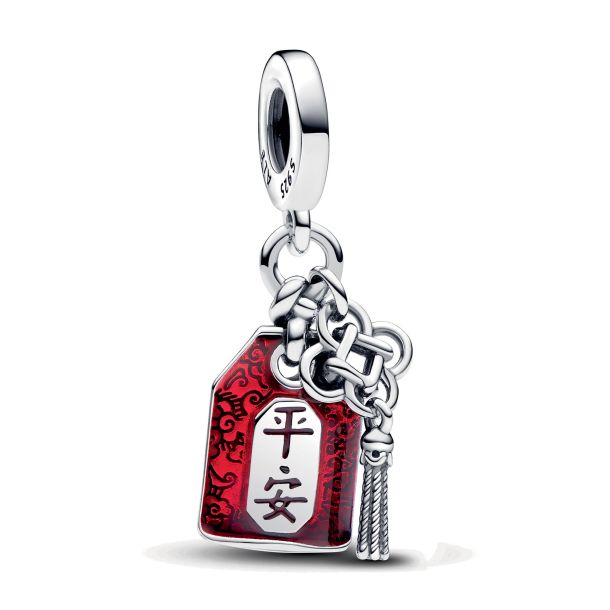 Pandora Lucky Amulet Double Dangle Charm Sterling Silver Enamel