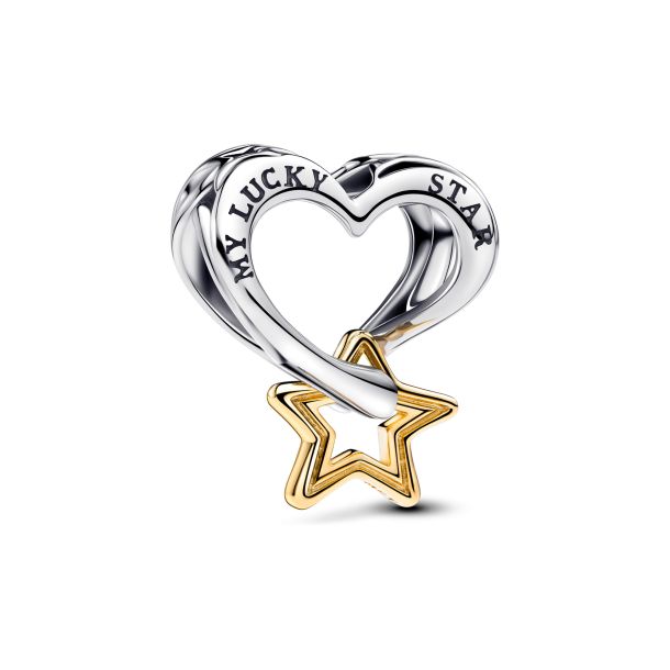 Pandora Lucky Star Heart Two Tone Charm REEDS Jewelers