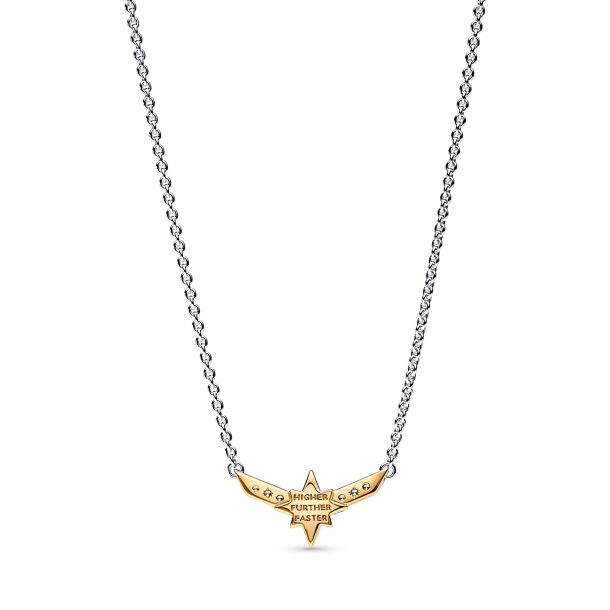 Pandora Marvel Captain Marvel Octogram Star Two Tone Pendant Necklace Gold Plated REEDS Jewelers