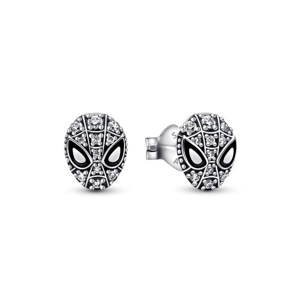 Pandora Marvel Spider Man Mask Pave Stud Earrings