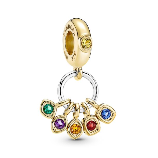 Pandora Marvel The Avengers Infinity Stones Dangle Charm Gold Plated