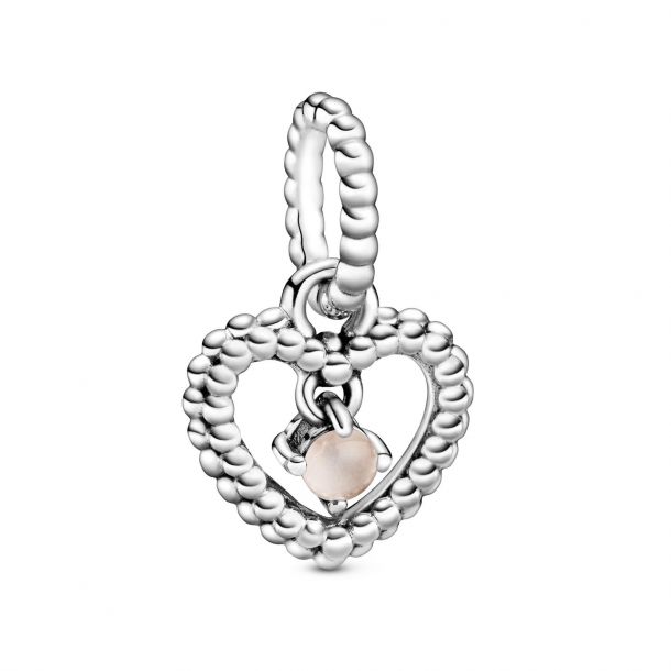 Pandora Misty Rose Beaded Heart Dangle Charm REEDS Jewelers