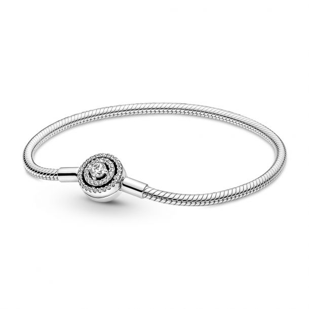 Pandora Moments Sparkling Shooting Star Clasp Rose Gold-Plated Bangle Bracelet - 8.3 Inches