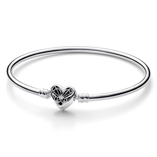 Pandora Moments Heart Butterfly Bangle Bracelet REEDS Jewelers