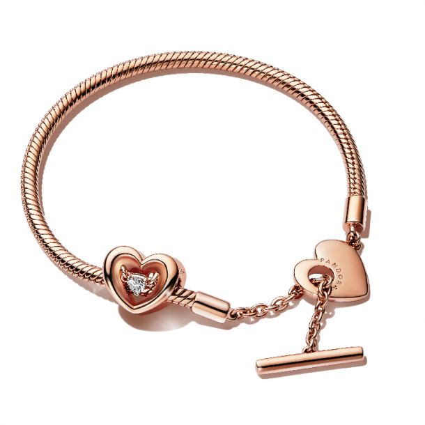 Pandora Moments Heart T-Bar Snake Chain Bracelet