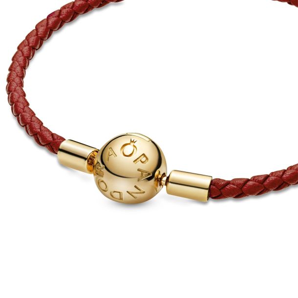Pandora moments red shop woven leather bracelet