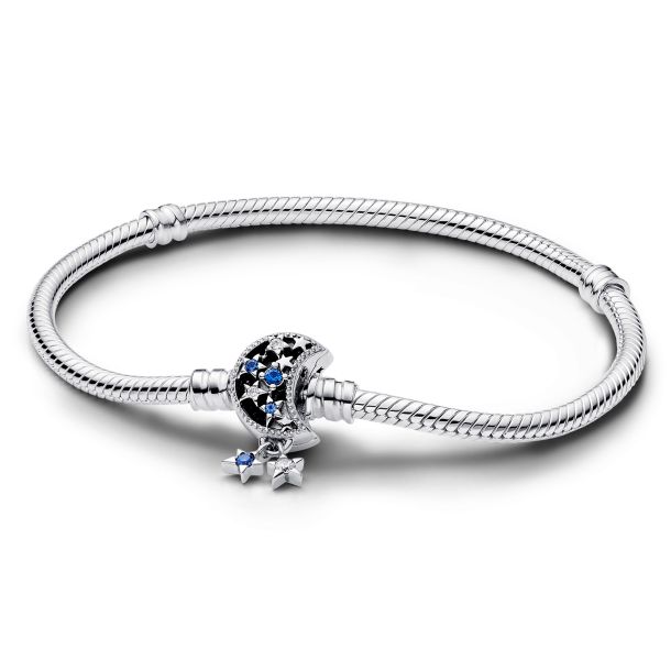 Pandora Moments Cubic Zirconia Sparkling Infinity Heart Clasp Snake Chain Bracelet - Silver