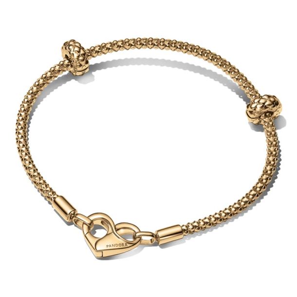 Pandora Moments Studded Bracelet and Clips Set | Gold-Plated | 7.5