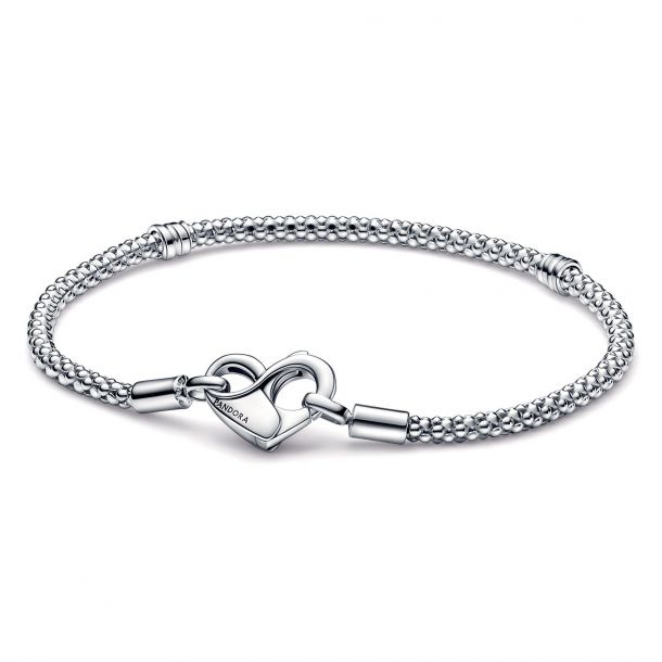 925 Sterling Silver Heart Locket Flexible Bangle Bracelet