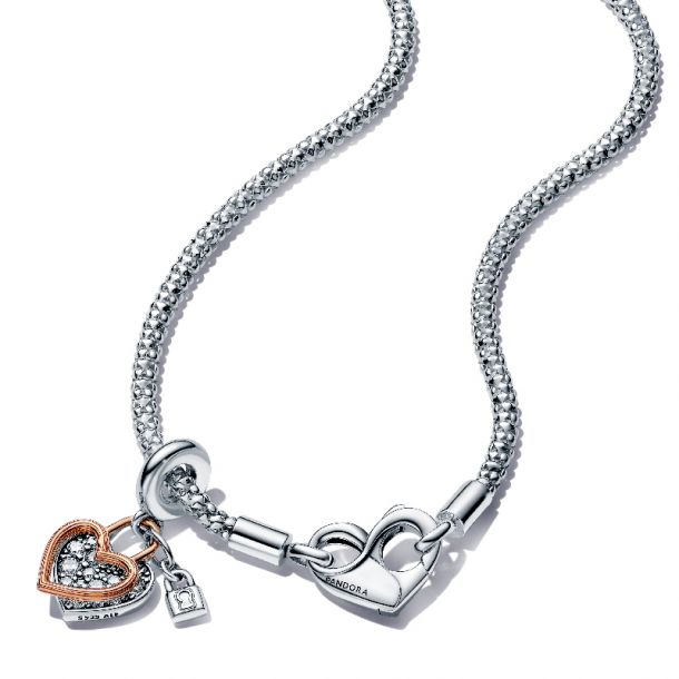 Pandora Chain Necklace and Heart Dangle Set | 17.7 Inches | REEDS Jewelers