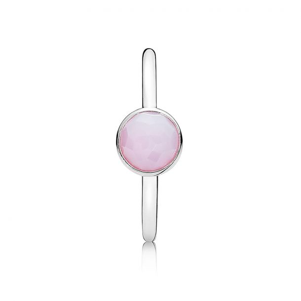 Pandora October Droplet Ring Opalescent Pink Crystal Size 4.5 REEDS Jewelers
