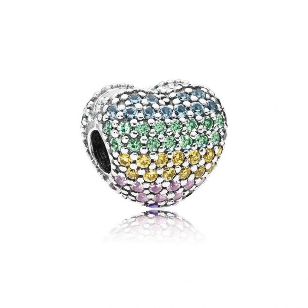 Pandora Open My Heart Pave Rainbow Clip Multi Color Cubic Zirconia