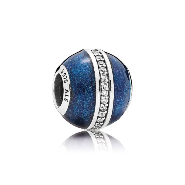 Pandora Orbit Charm Midnight Blue Enamel Clear Cubic Zirconia