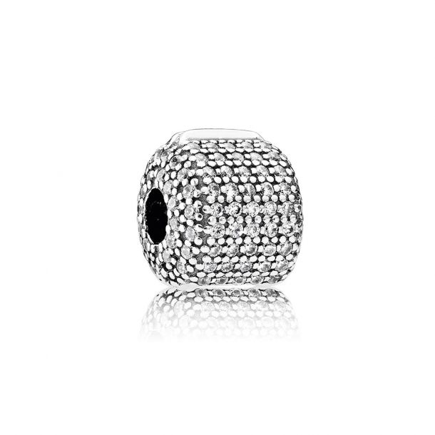 Pandora Pave Barrel Clip with Clear Cubic Zirconia