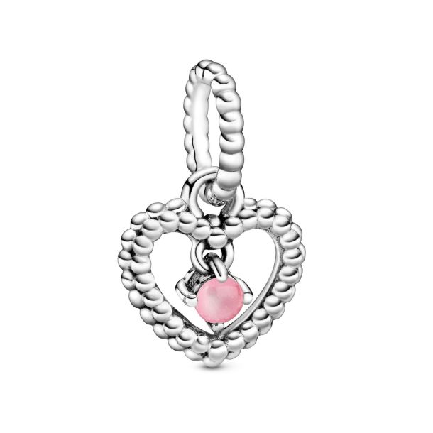 Pandora Petal Pink Beaded Heart Dangle Charm REEDS Jewelers