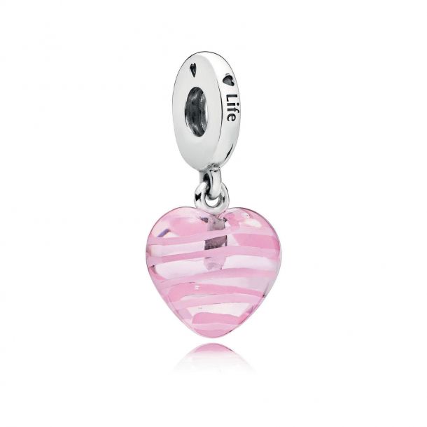 Pandora pink and white heart hotsell murano glass charm