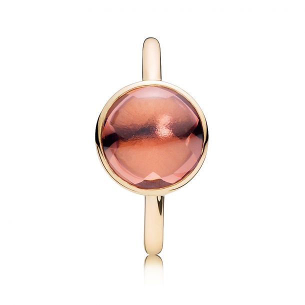 PANDORA Poetic Droplet Ring in Gold with Blush Pink Crystal
