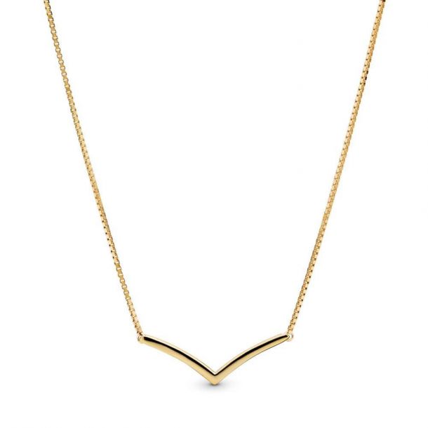 Pandora gold wishbone necklace deals