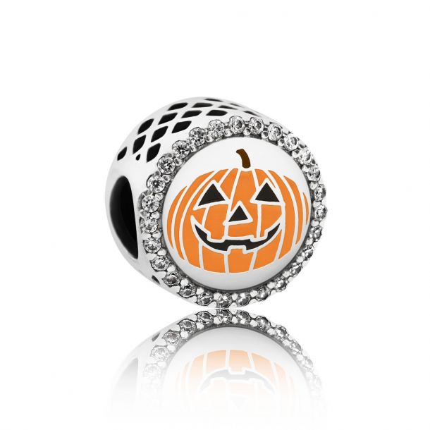 PANDORA Pumpkin Charm Mixed Enamel Clear Cubic Zirconia REEDS Jewelers