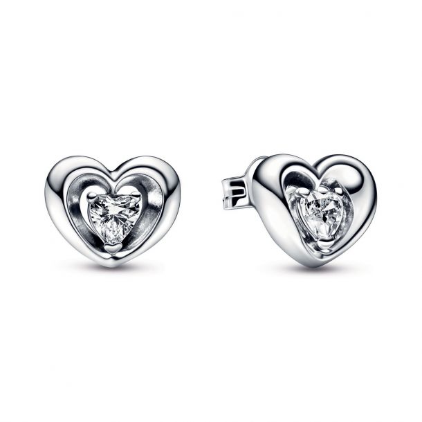 Pandora heart stud earrings silver sale