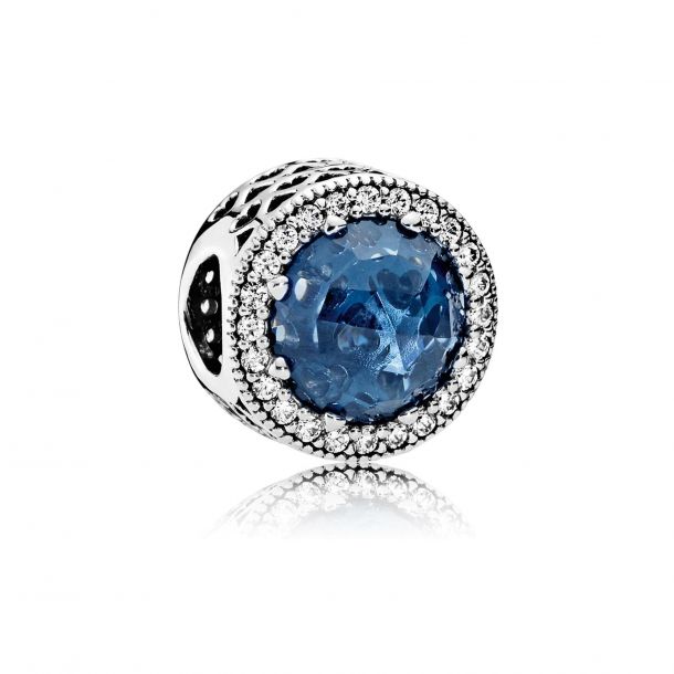 Pandora Radiant Hearts Charm Moonlight Blue Crystal and Clear Cubic Zirconia