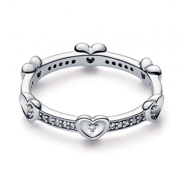 2 sparkling top hearts ring