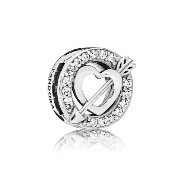 Pandora Reflexions Asymmetric Heart Arrow Charm Clear Cubic Zirconia