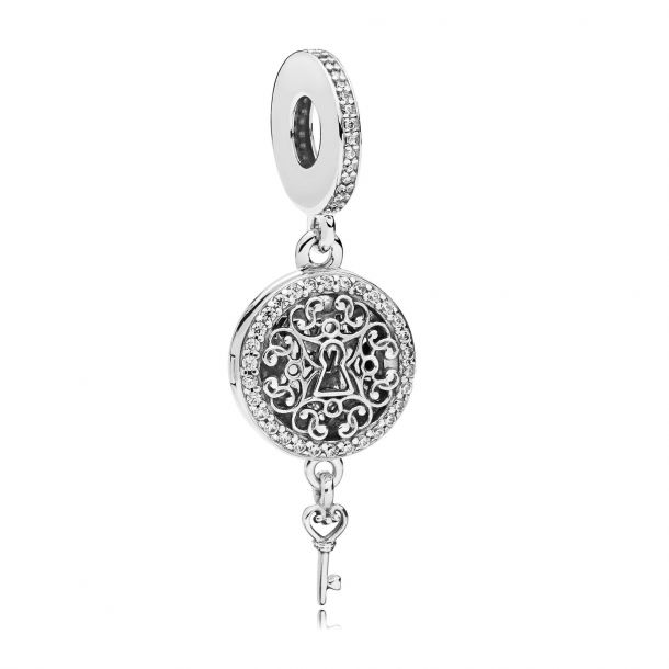 Pandora Regal Love Key Dangle Charm Clear Cubic Zirconia