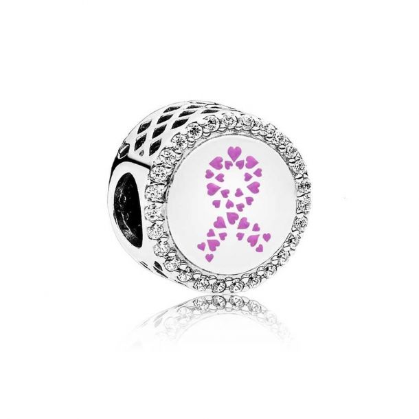 Pandora Ribbon of Strength Charm, Enamel and Clear Cubic | REEDS Jewelers