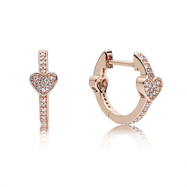 Pandora Alluring Hearts Earrings Clear Cubic Zirconia Rose Gold Plated