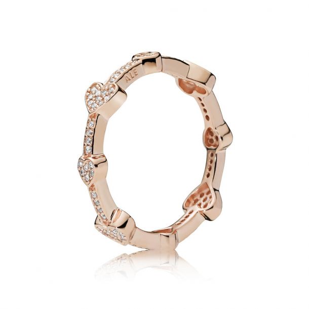Pandora Rose Alluring Hearts Ring Clear Cubic Zirconia