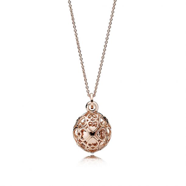 Harmonious hearts chime necklace pandora rose cheap