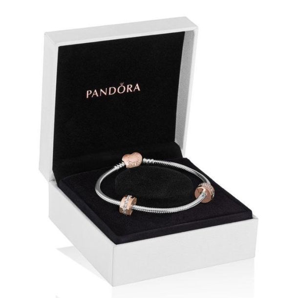 Moments silver bracelet pandora rose heart clasp top
