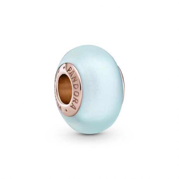 Pandora 789420C00 Matte Blue Murano Glass Charm Rose Gold