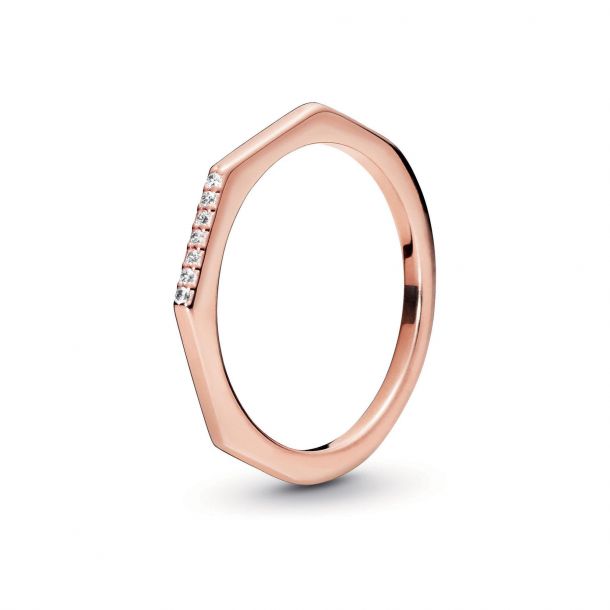 Pandora Multifaceted Ring Rose Gold Plated Size 4.5