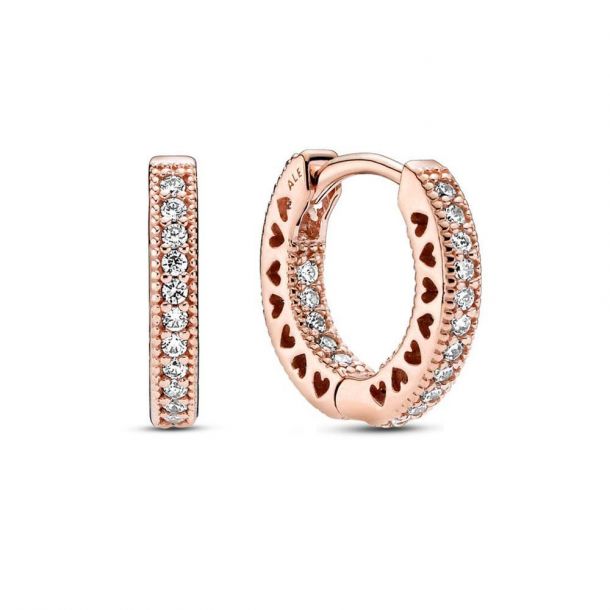 Pandora asymmetric heart hoop 2025 earrings rose gold
