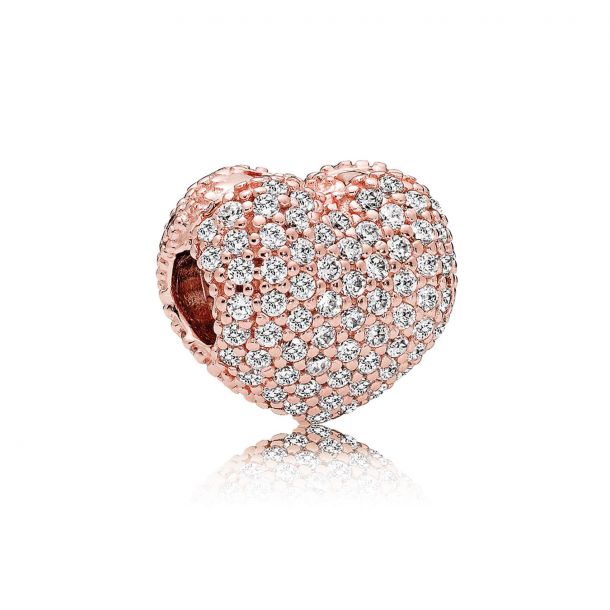 Pandora Pave Open My Heart Clip Clear Cubic Zirconia Rose Gold Plated
