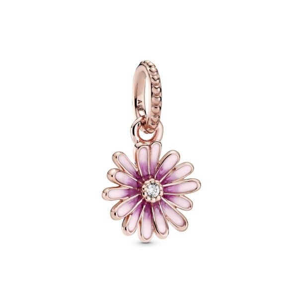 Pandora Pink Daisy Flower Dangle Charm Rose Gold Plated REEDS