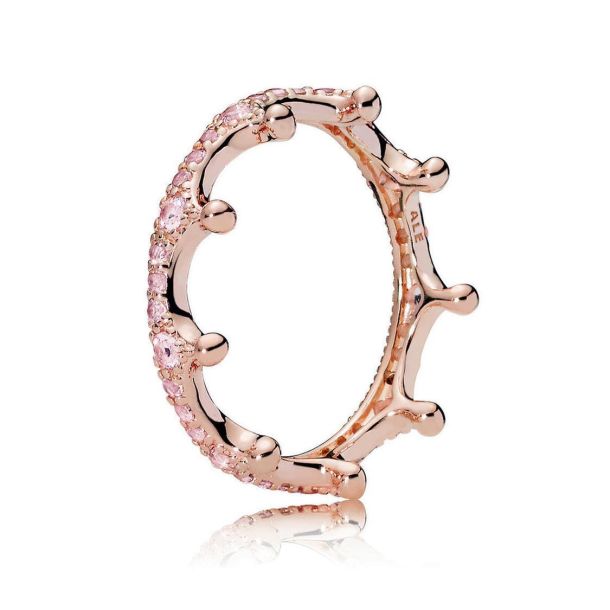 Pandora Pink Enchanted Crown Ring Rose Gold Plated Size 10 REEDS Jewelers