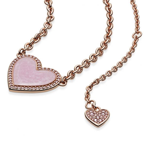 Pandora Rose Pink Swirl Heart Collier Necklace