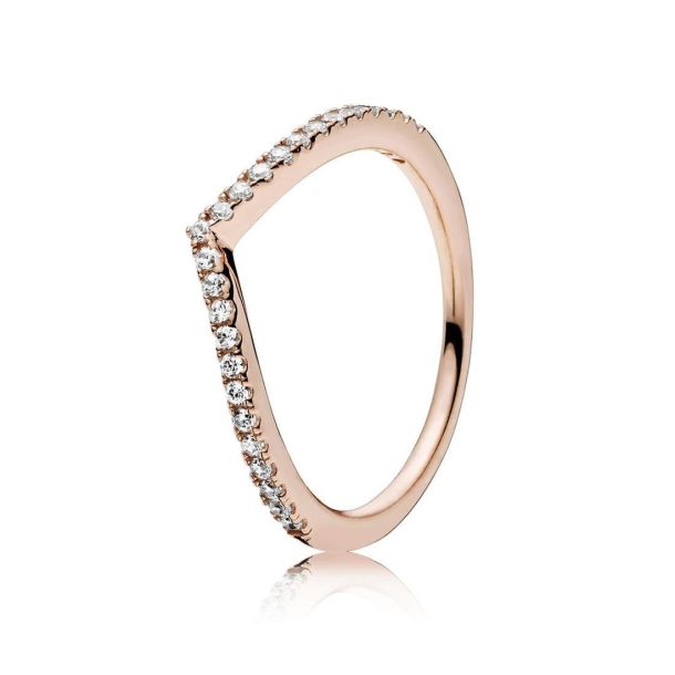 Pandora Shimmering Wish Ring Clear Cubic Zirconia Rose Gold Plated Size 7.5 REEDS Jewelers