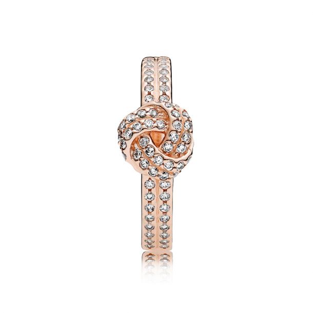 Pandora Sparkling Love Knot Ring Clear Cubic Zirco Rose Gold Plated